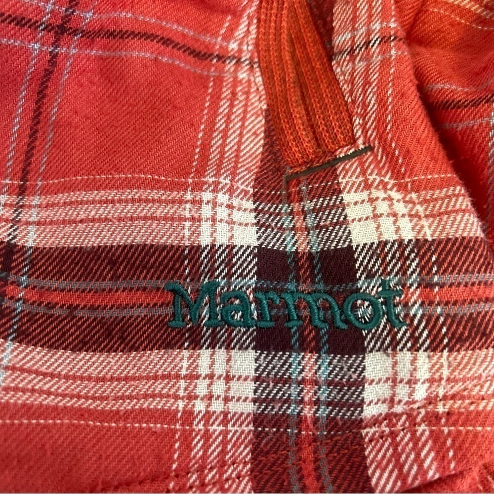 Marmot Red Plaid Button-Down Shacket with Hood - Size M - Picture 4 of 9